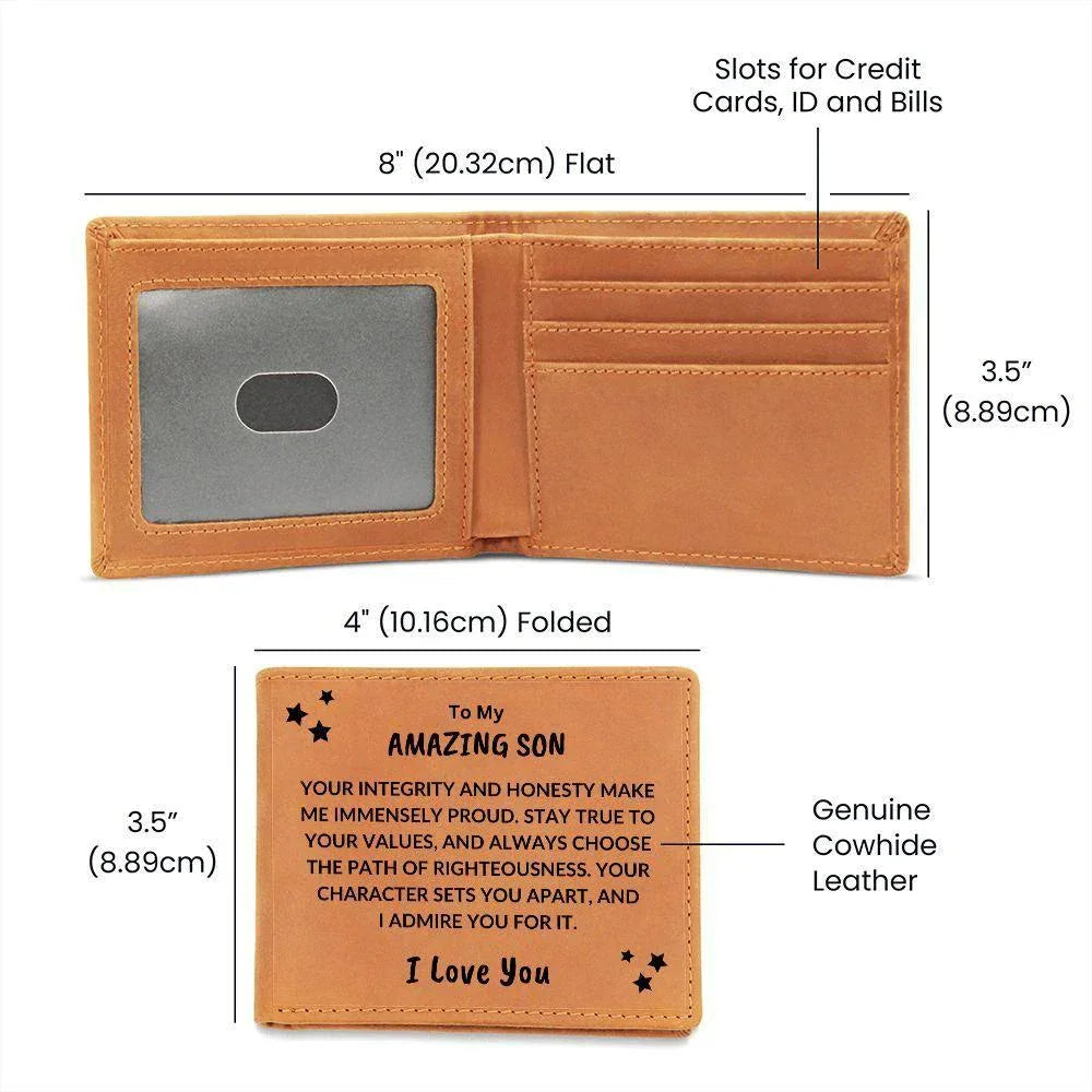 Son Birthday Graduation - You Make Me Proud - Personalized Leather Wallet