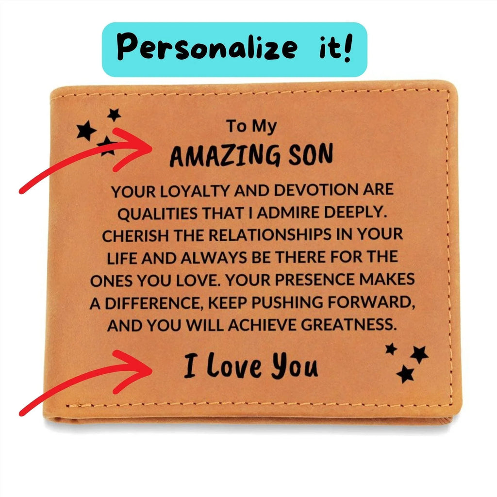 Son Birthday Graduation - You Will Achieve Greatness - Custom Leather Wallet