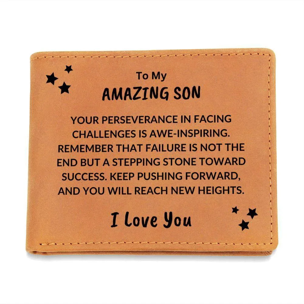 Son Birthday Graduation - You Will Reach New Heights - Custom Leather Wallet