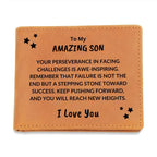 Son Birthday Graduation - You Will Reach New Heights - Custom Leather Wallet