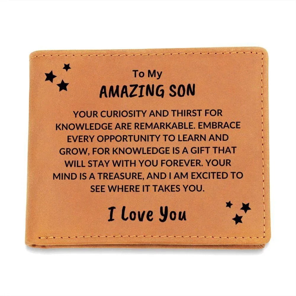Son Birthday Graduation - Your Mind is a Treasure - Custom Leather Wallet