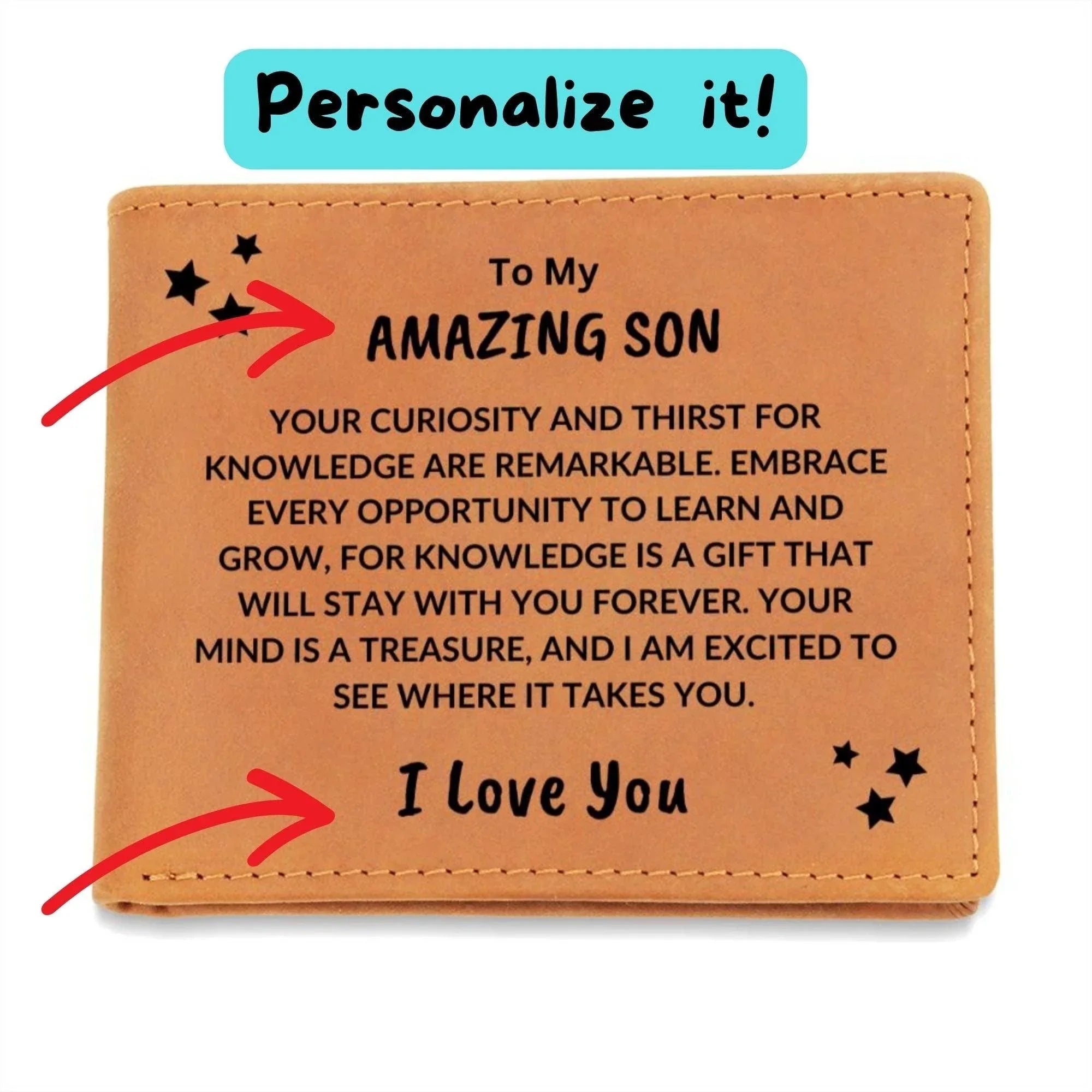 Son Birthday Graduation - Your Mind is a Treasure - Custom Leather Wallet