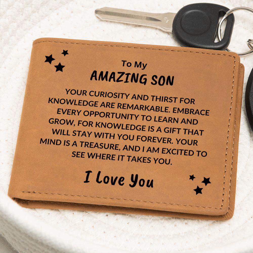 Son Birthday Graduation - Your Mind is a Treasure - Custom Leather Wallet