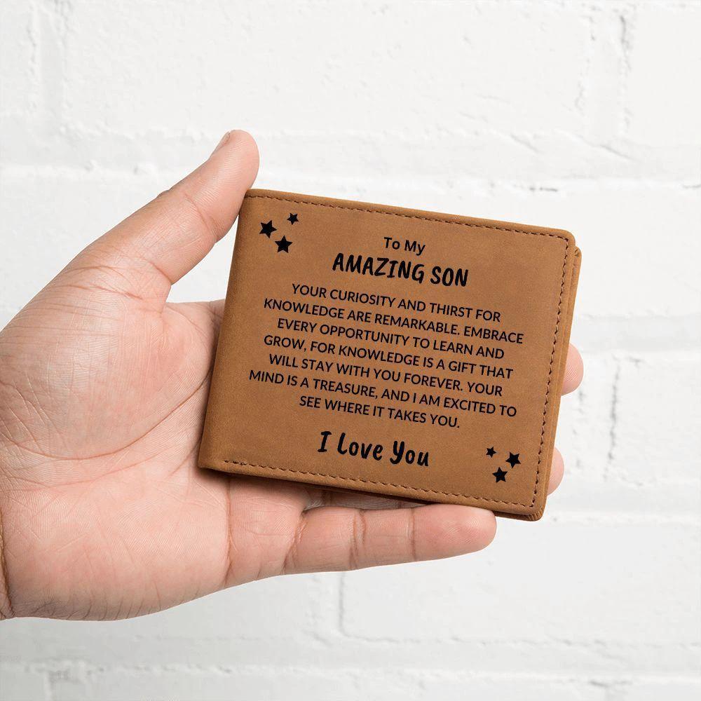 Son Birthday Graduation - Your Mind is a Treasure - Custom Leather Wallet