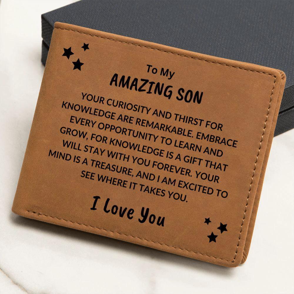 Son Birthday Graduation - Your Mind is a Treasure - Custom Leather Wallet