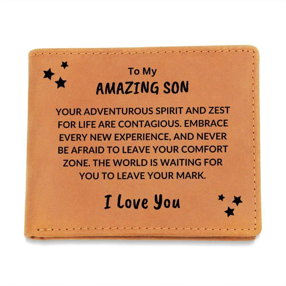 Son Birthday Graduation - Zest For Life - Custom Leather Wallet