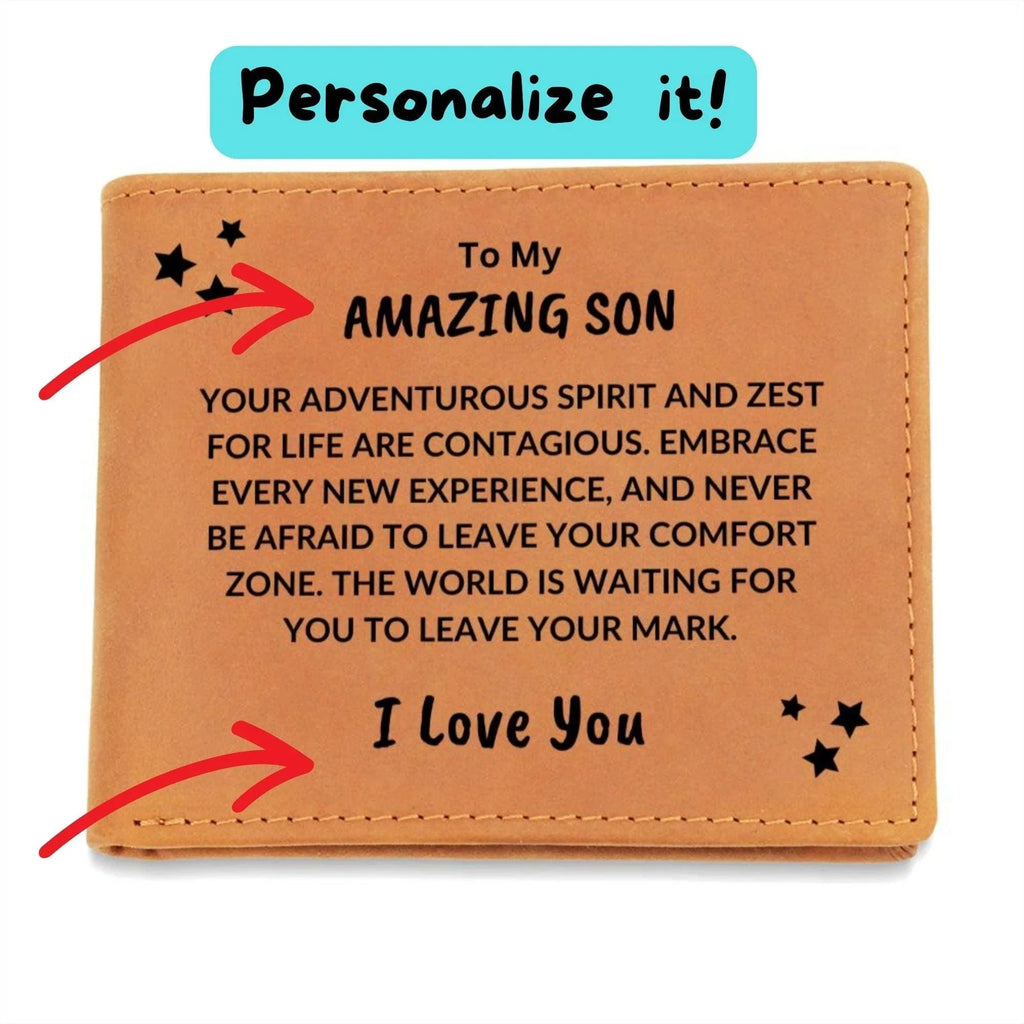 Son Birthday Graduation - Zest For Life - Custom Leather Wallet