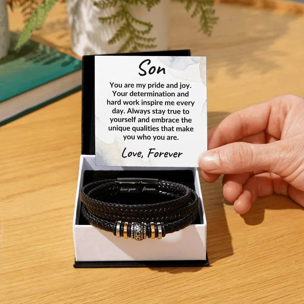 Son Braided Vegan Leather Bracelet: A Lasting Keepsake that Speaks to the Heart