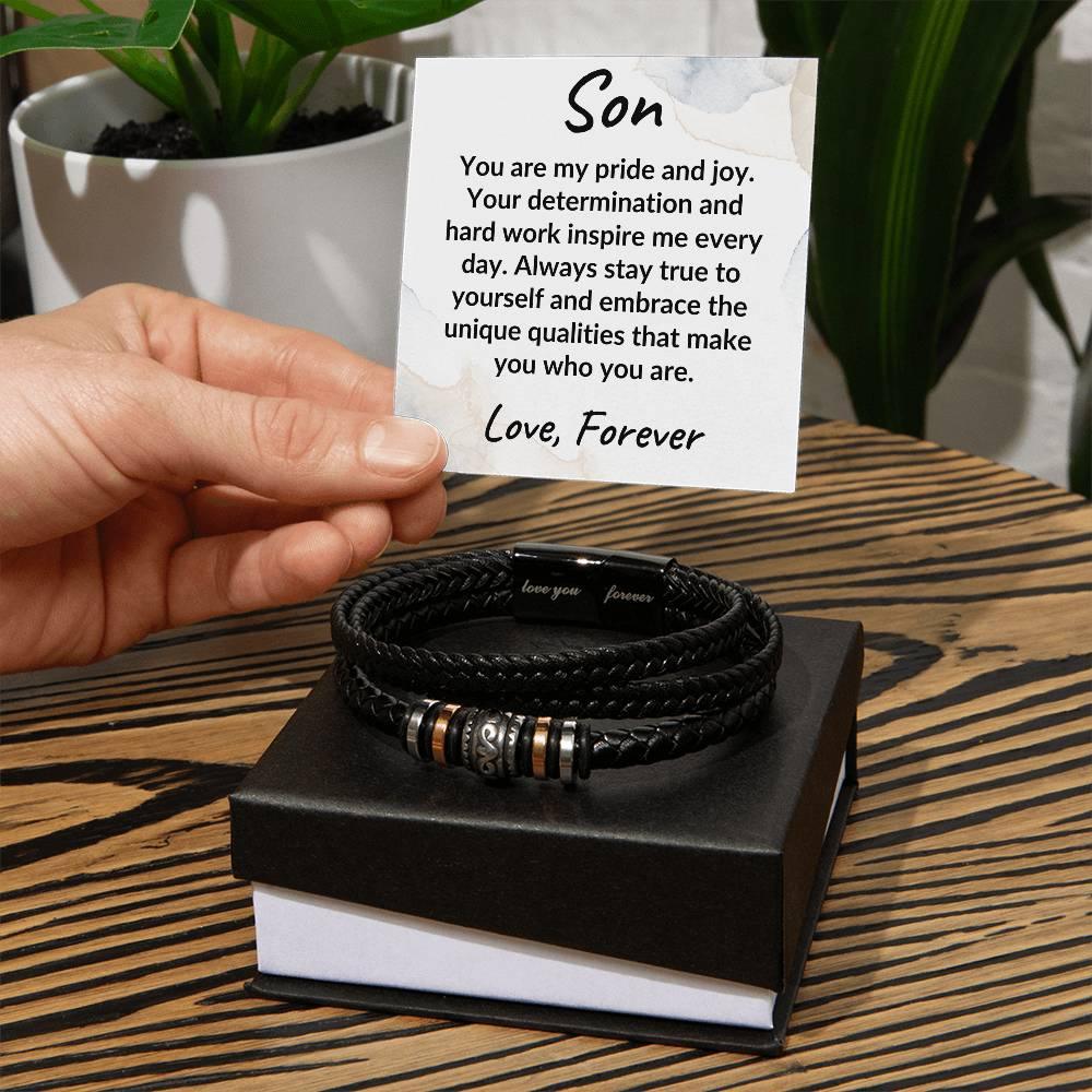 Son Braided Vegan Leather Bracelet: A Lasting Keepsake that Speaks to the Heart - Mallard Moon Gift Shop