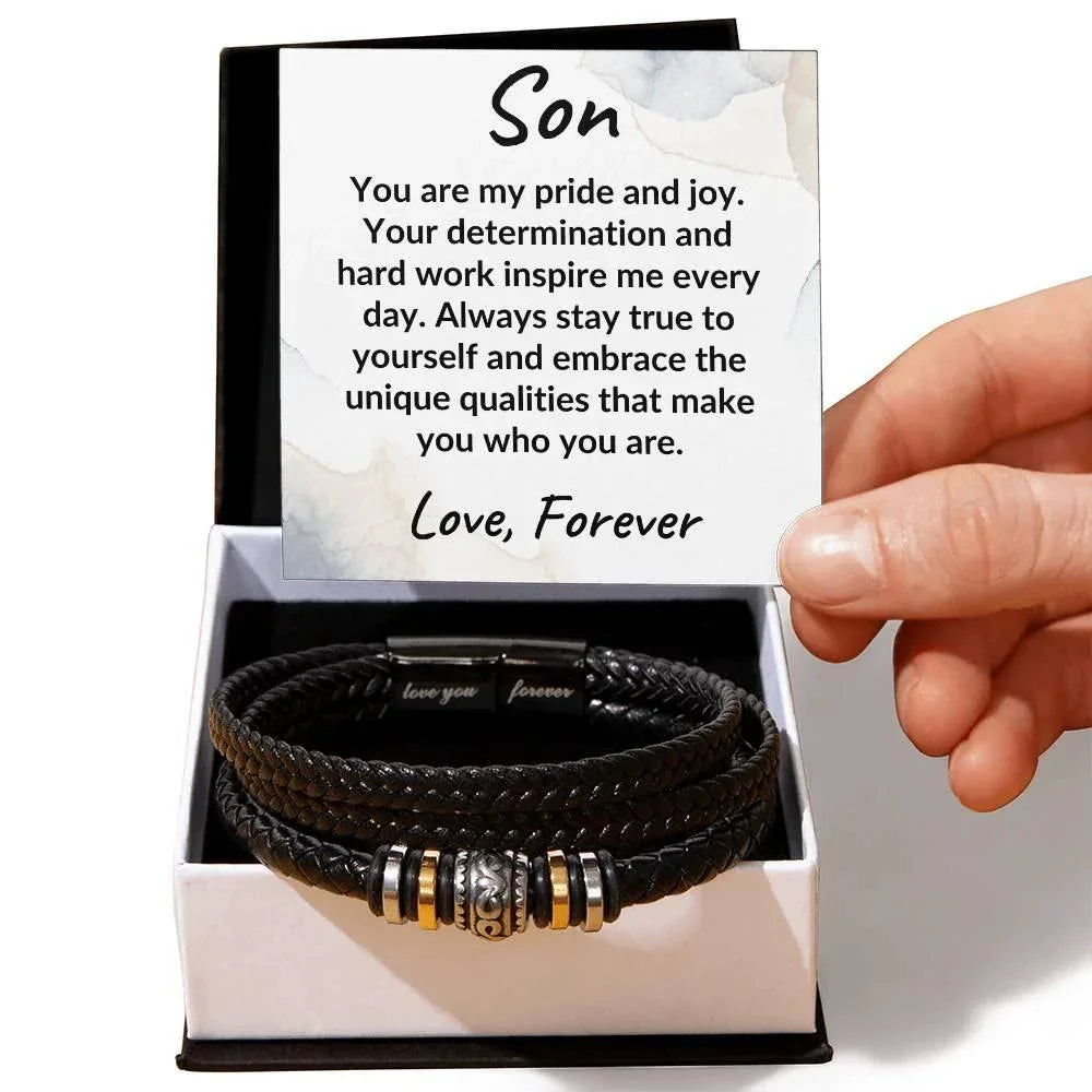 Son Braided Vegan Leather Bracelet: A Lasting Keepsake that Speaks to the Heart