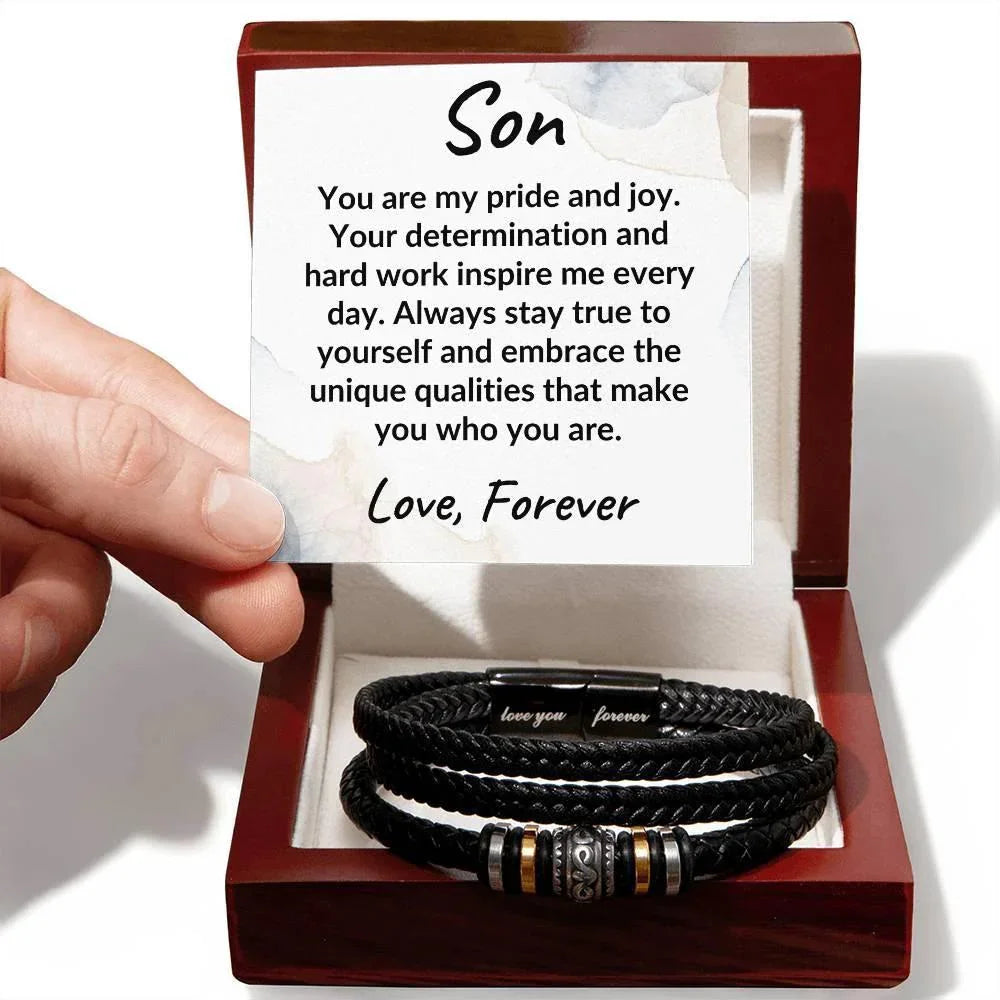 Son Braided Vegan Leather Bracelet: A Lasting Keepsake that Speaks to the Heart