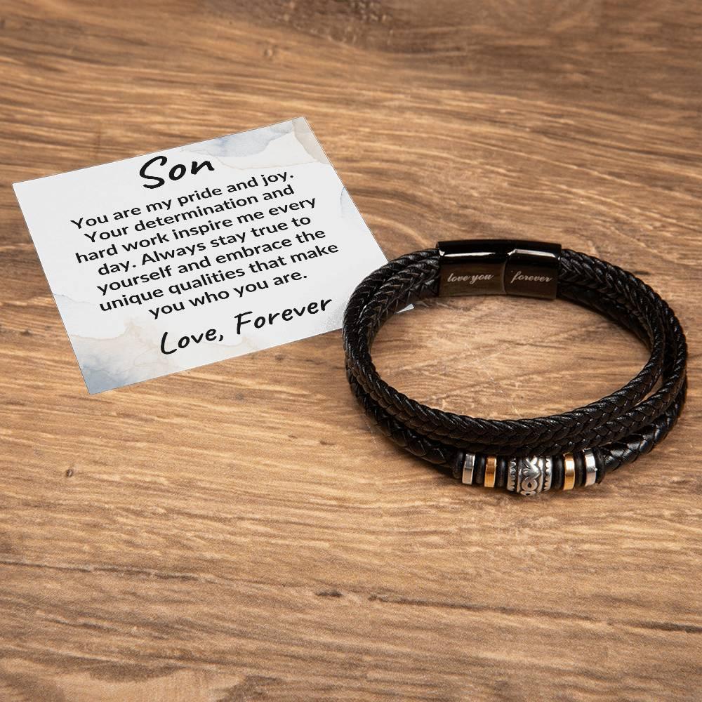 Son Braided Vegan Leather Bracelet: A Lasting Keepsake that Speaks to the Heart - Mallard Moon Gift Shop