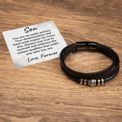 Son Braided Vegan Leather Bracelet: A Lasting Keepsake that Speaks to the Heart - Mallard Moon Gift Shop