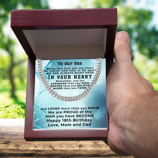 Son 18th Birthday Gift from Mom and Dad Cuban Link Chain Necklace - Mallard Moon Gift Shop