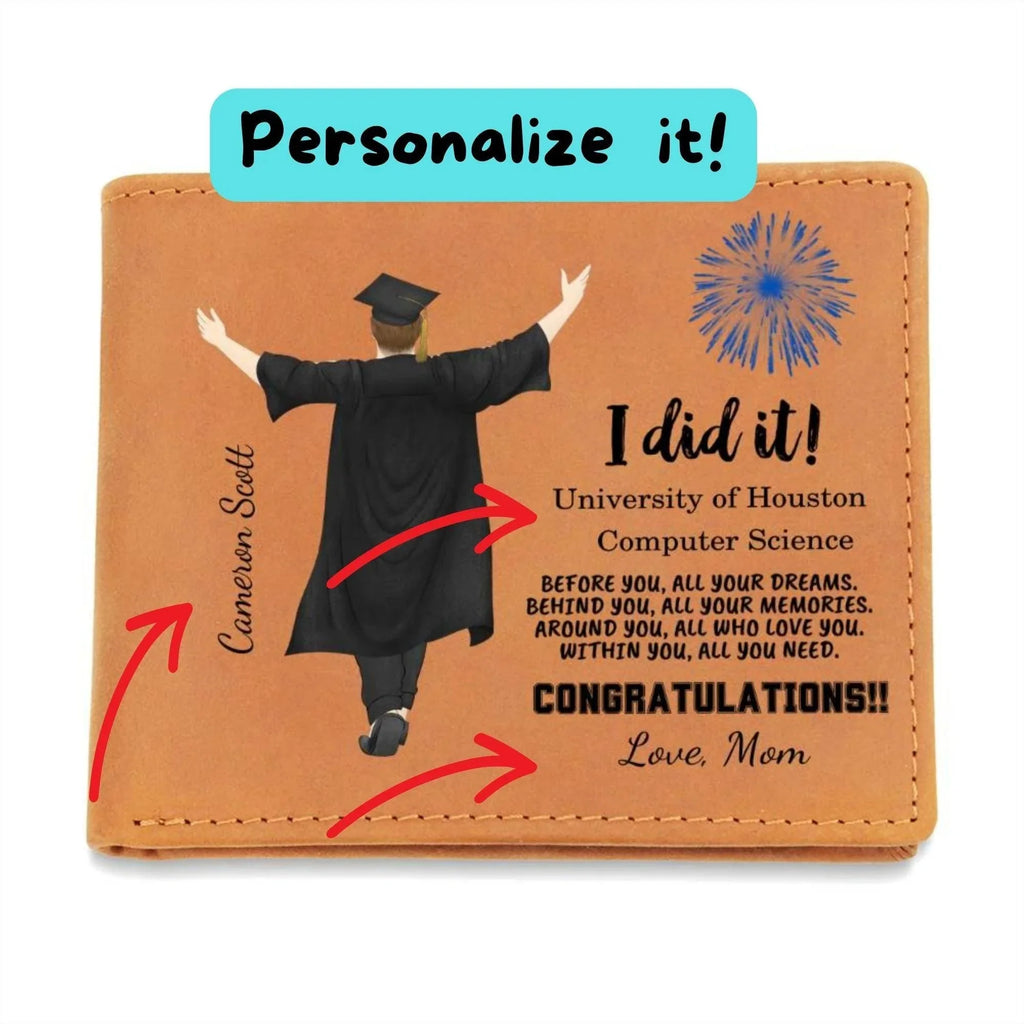 Son Custom Graduation Leather Wallet