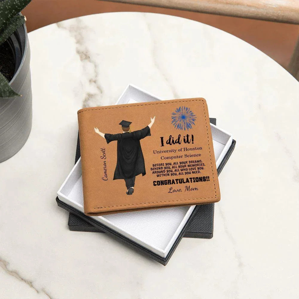 Son Custom Graduation Leather Wallet