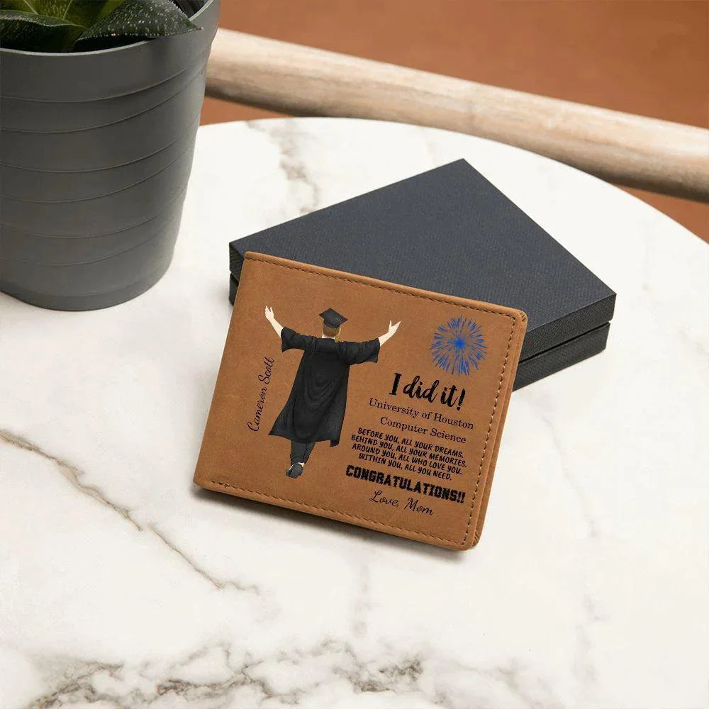 Son Custom Graduation Leather Wallet