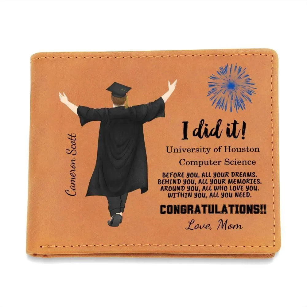 Son Custom Graduation Leather Wallet