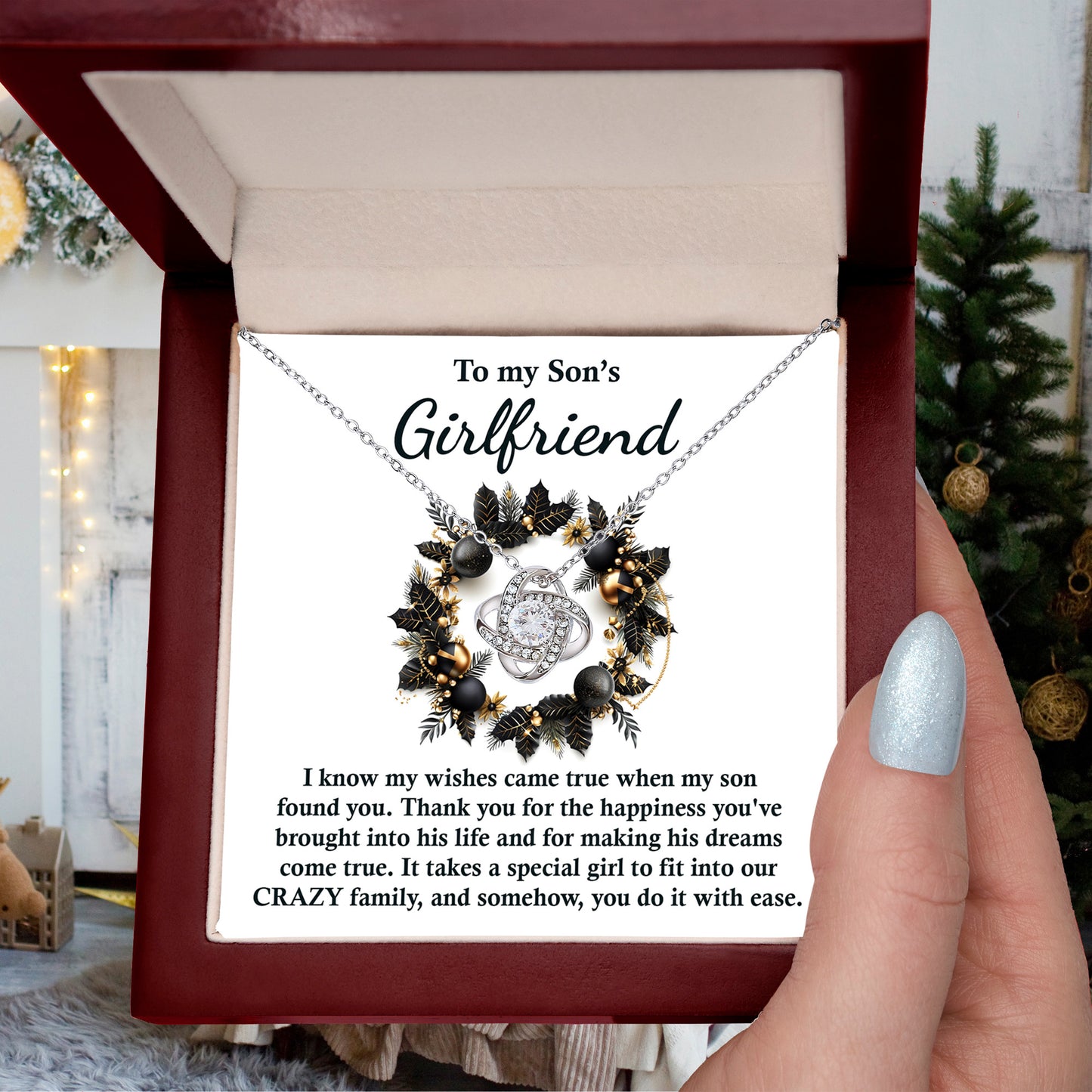 Gift for Son's Girlfriend - My Wishes Came True When He Found You - Love Knot Pendant Necklace - Mallard Moon Gift Shop