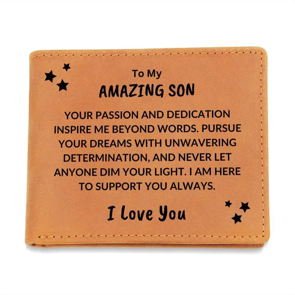 Son Graduation Birthday - Pursue Your Dreams - Custom Leather Wallet