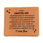 Son - Trust in Yourself I Will Be By Your Side - Birthday Graduation - Custom Leather Wallet