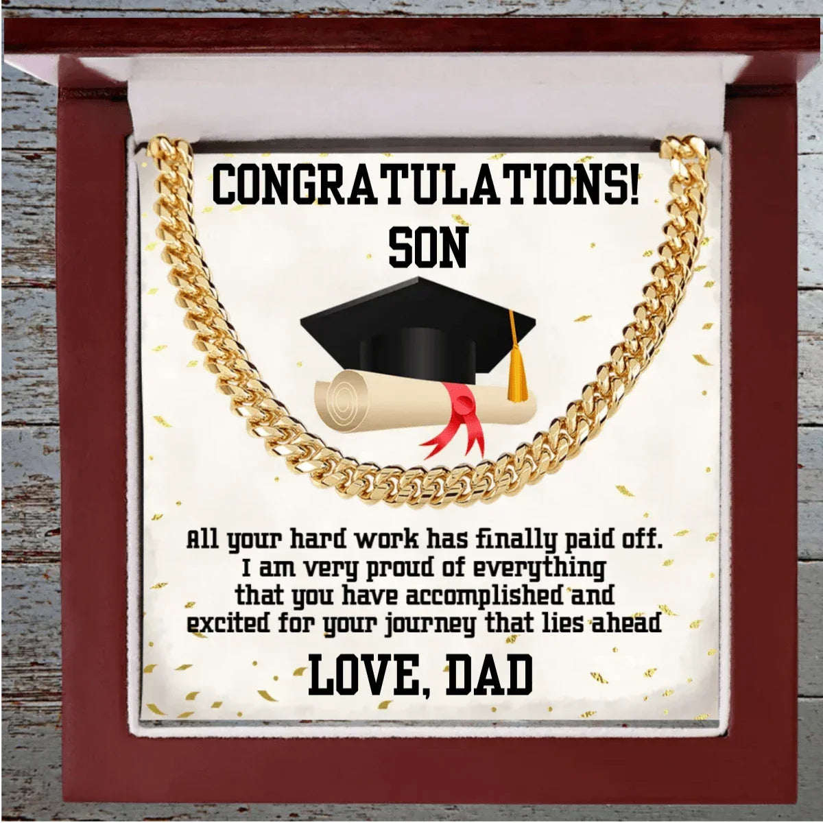 Graduation Gift for Son from Mom and Dad Personalized Cuban Link Chain Necklace