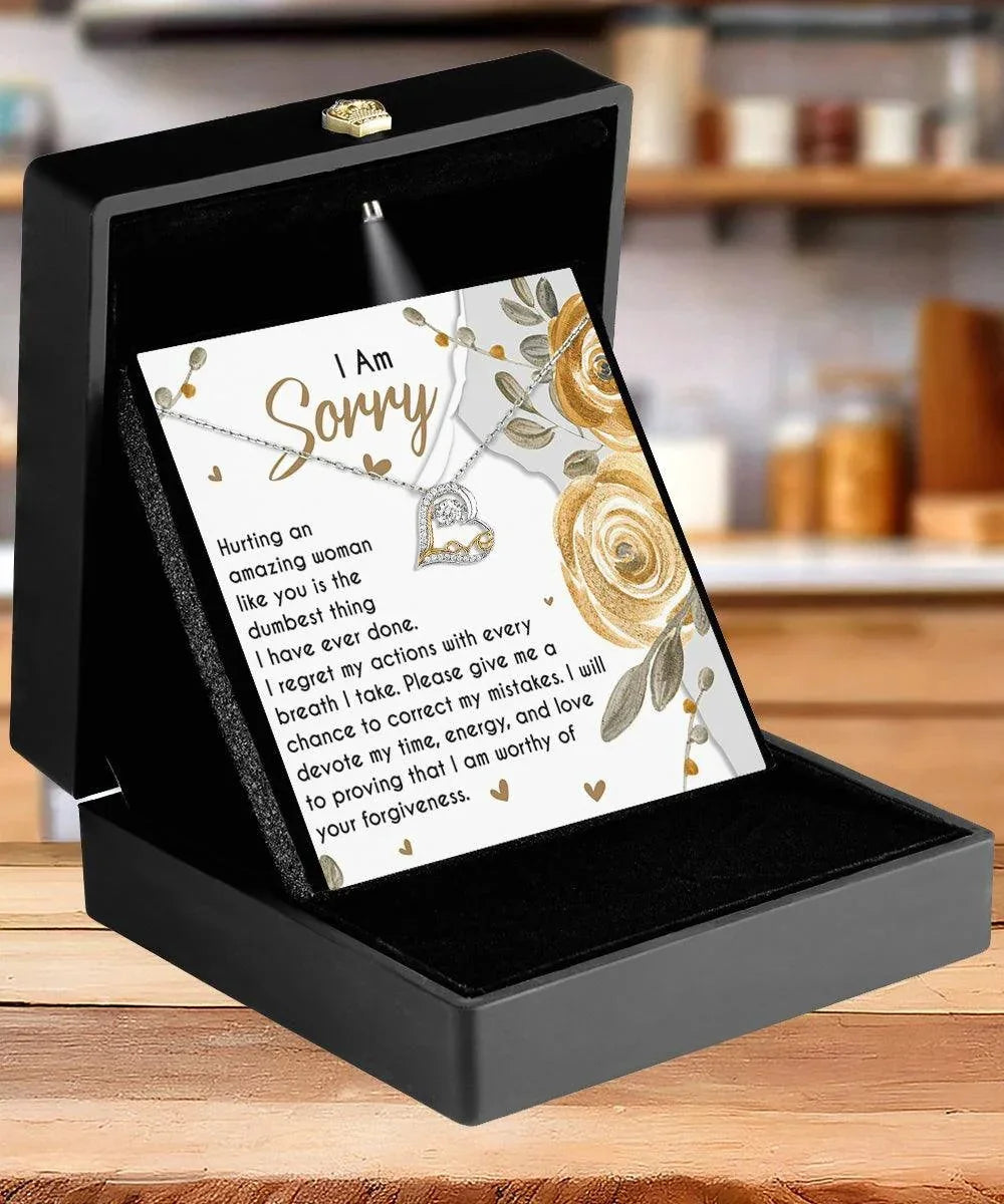 Apology Gift for Girlfriend, Wife, Soulmate - Sorry, Amazing Woman - Love Dancing Heart Pendant Necklace