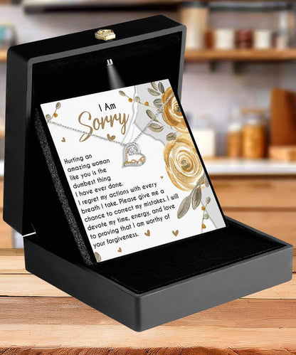 Apology Gift for Girlfriend, Wife, Soulmate - Sorry, Amazing Woman - Love Dancing Heart Pendant Necklace - Mallard Moon Gift Shop