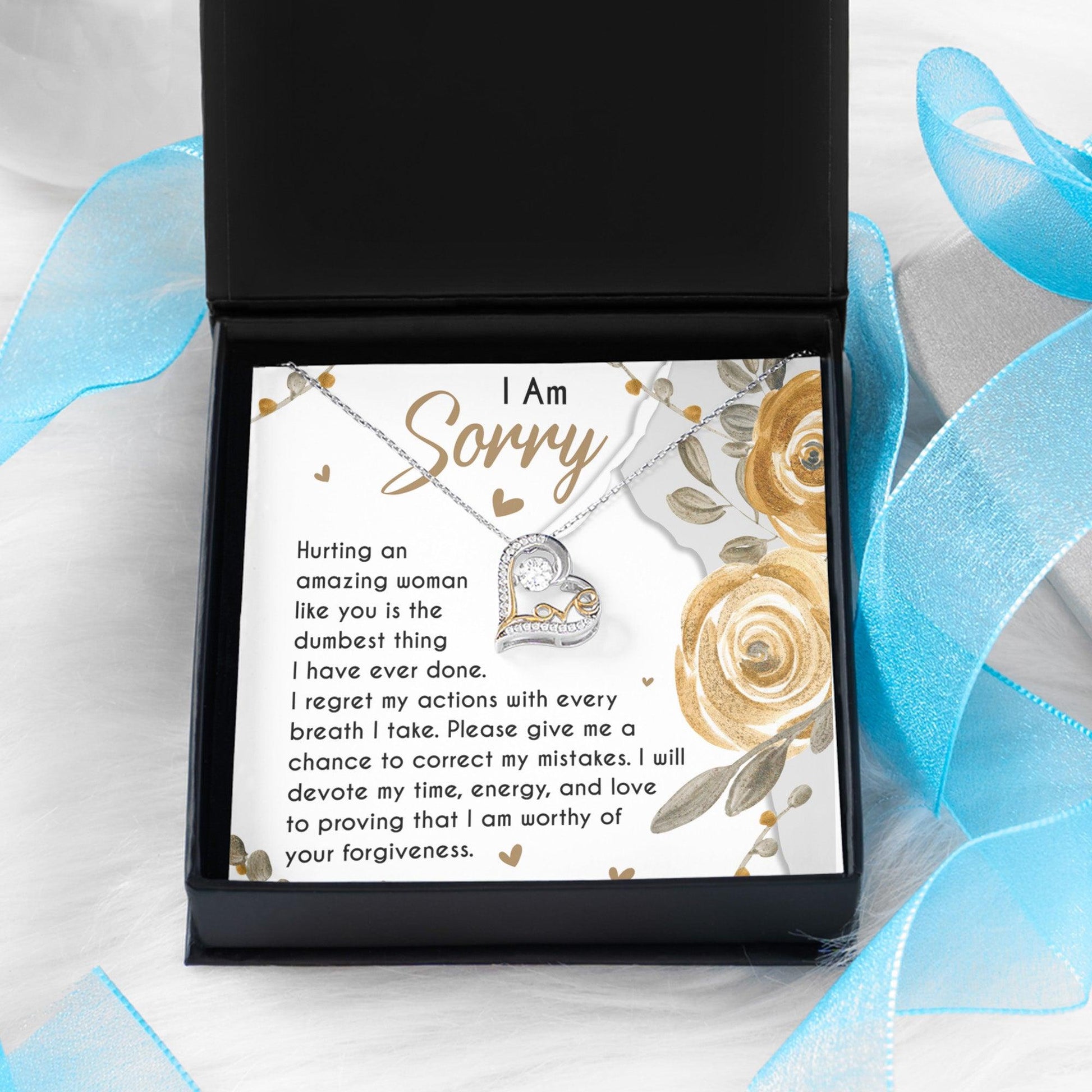 Apology Gift for Girlfriend, Wife, Soulmate - Sorry, Amazing Woman - Love Dancing Heart Pendant Necklace - Mallard Moon Gift Shop