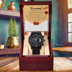 Apology Gift for Him - Sorry, Breaks My Heart - Black Chronograph Watch