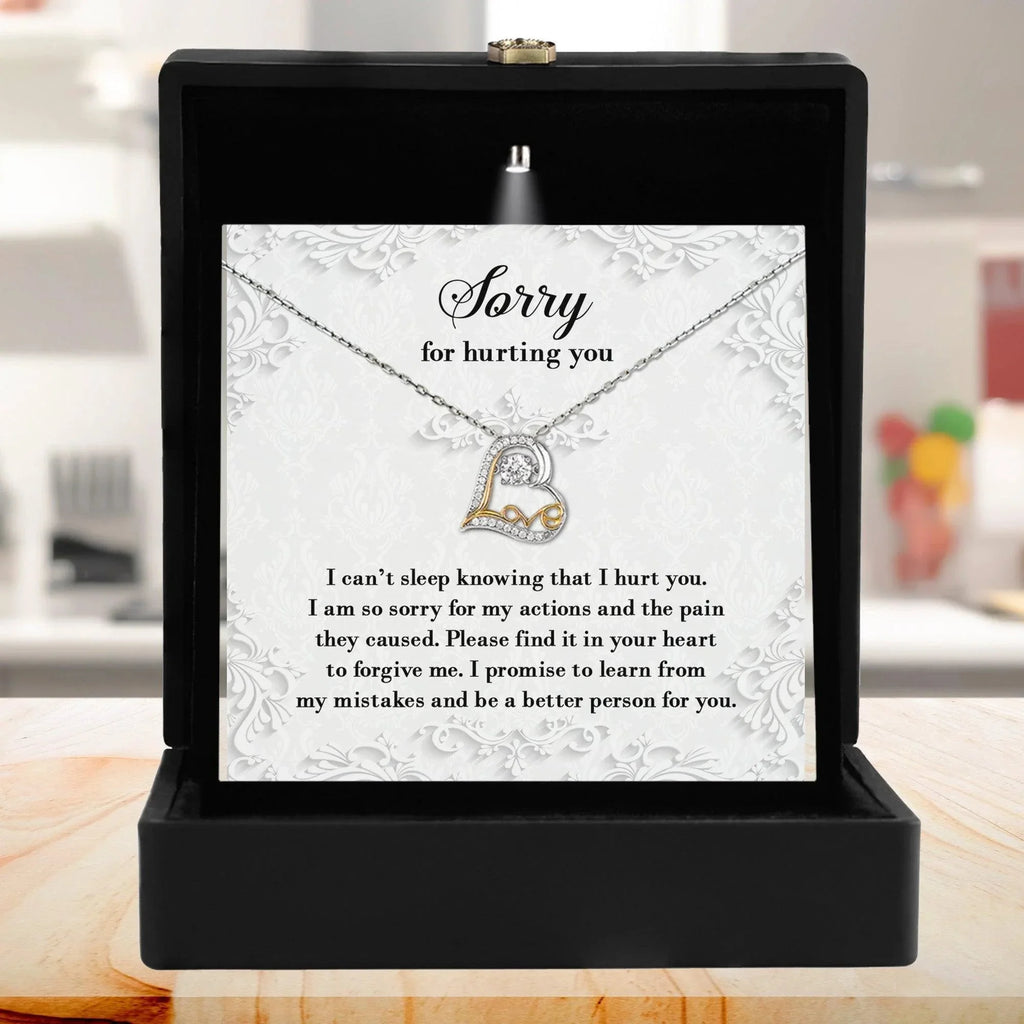 Apology Gift for Girlfriend, Wife, Soulmate - Sorry, Can’t Sleep - Love Dancing Heart Pendant Necklace