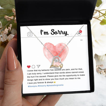 Apology Gift for Girlfriend, Wife, Soulmate - Sorry, Cannot Erase - Love Dancing Heart Pendant Necklace - Mallard Moon Gift Shop