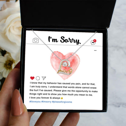 Apology Gift for Girlfriend, Wife, Soulmate - Sorry, Cannot Erase - Love Dancing Heart Pendant Necklace - Mallard Moon Gift Shop