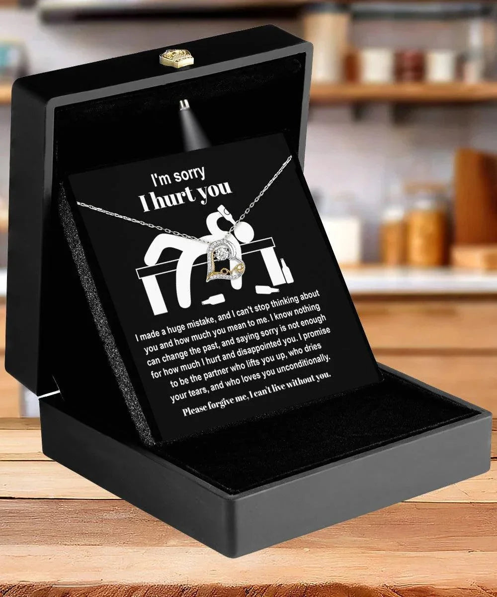 Apology Gift for Girlfriend, Wife, Soulmate - Sorry, Nothing Can Change The Past - Love Dancing Heart Pendant Necklace