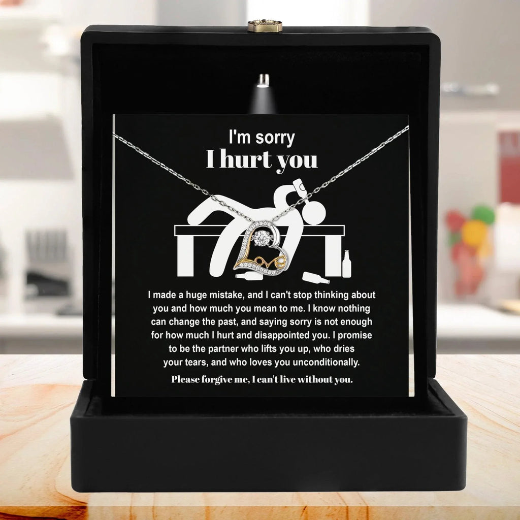 Apology Gift for Girlfriend, Wife, Soulmate - Sorry, Nothing Can Change The Past - Love Dancing Heart Pendant Necklace