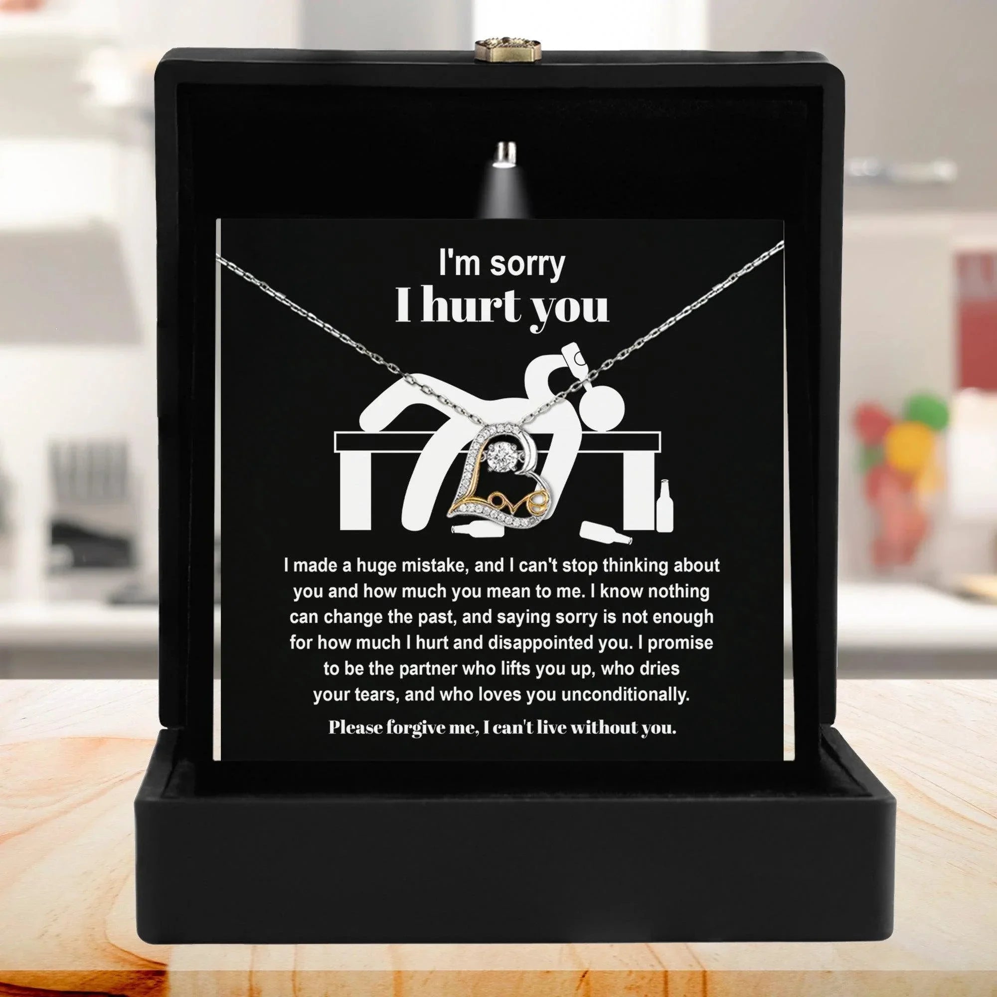 Apology Gift for Girlfriend, Wife, Soulmate - Sorry, Nothing Can Change The Past - Love Dancing Heart Pendant Necklace