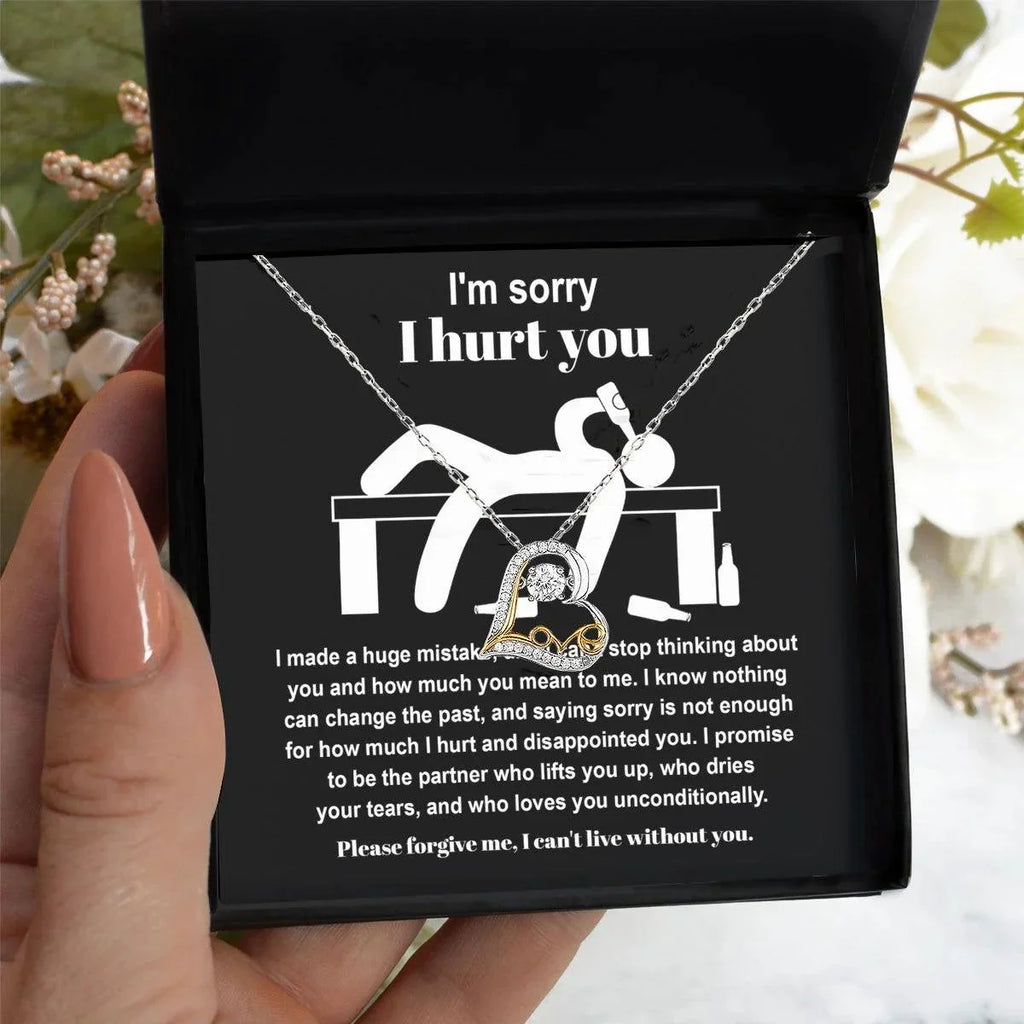 Apology Gift for Girlfriend, Wife, Soulmate - Sorry, Nothing Can Change The Past - Love Dancing Heart Pendant Necklace