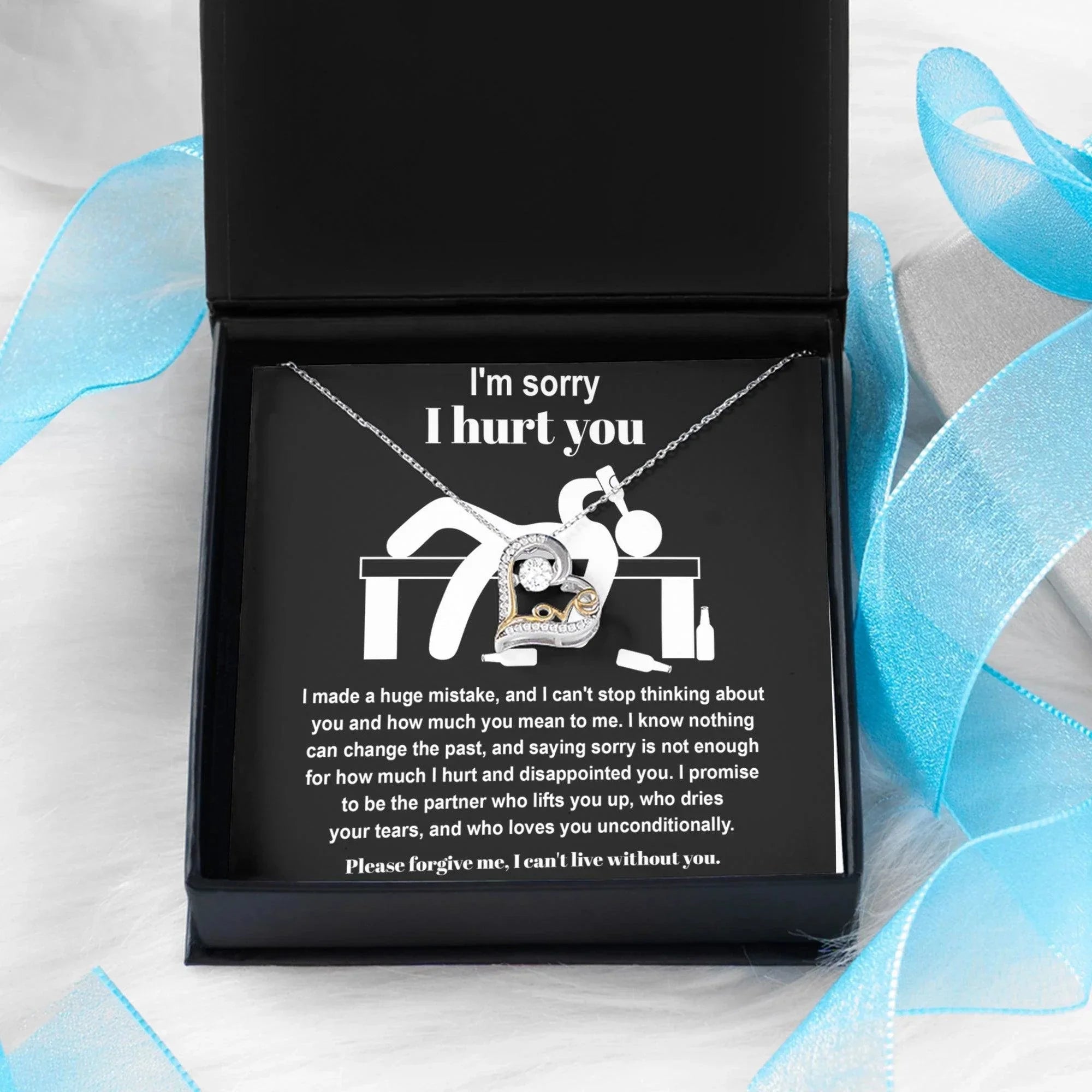 Apology Gift for Girlfriend, Wife, Soulmate - Sorry, Nothing Can Change The Past - Love Dancing Heart Pendant Necklace