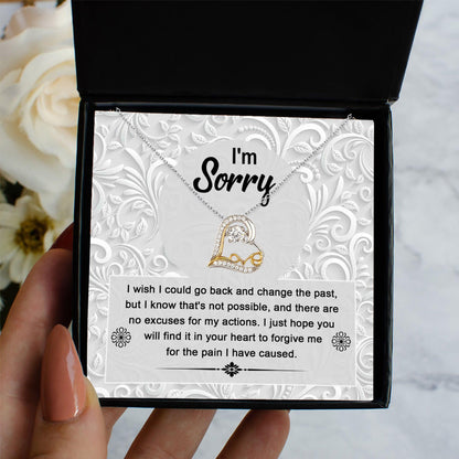 Apology Gift for Girlfriend, Wife, Soulmate - Sorry, Change The Past - Love Dancing Heart Pendant Necklace - Mallard Moon Gift Shop
