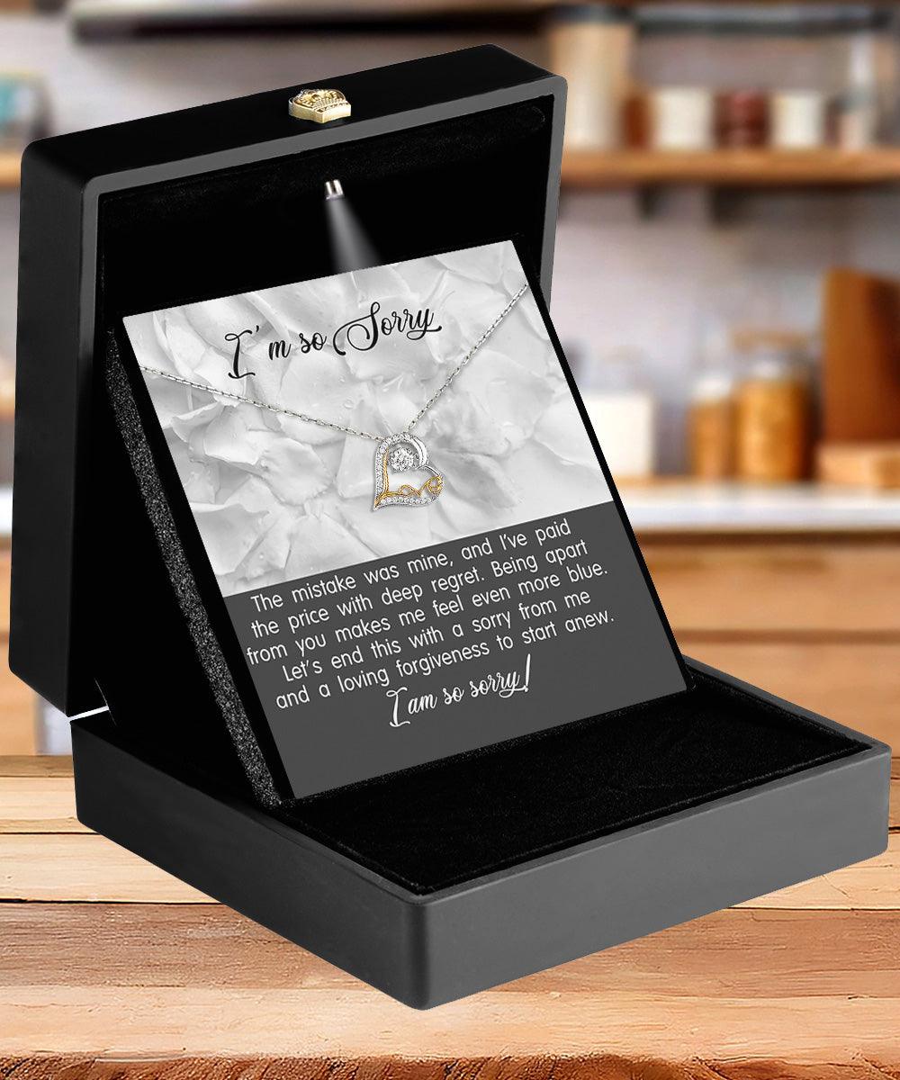 Apology Gift for Girlfriend, Wife, Soulmate - Sorry, With Deep Regret - Love Dancing Heart Pendant Necklace - Mallard Moon Gift Shop