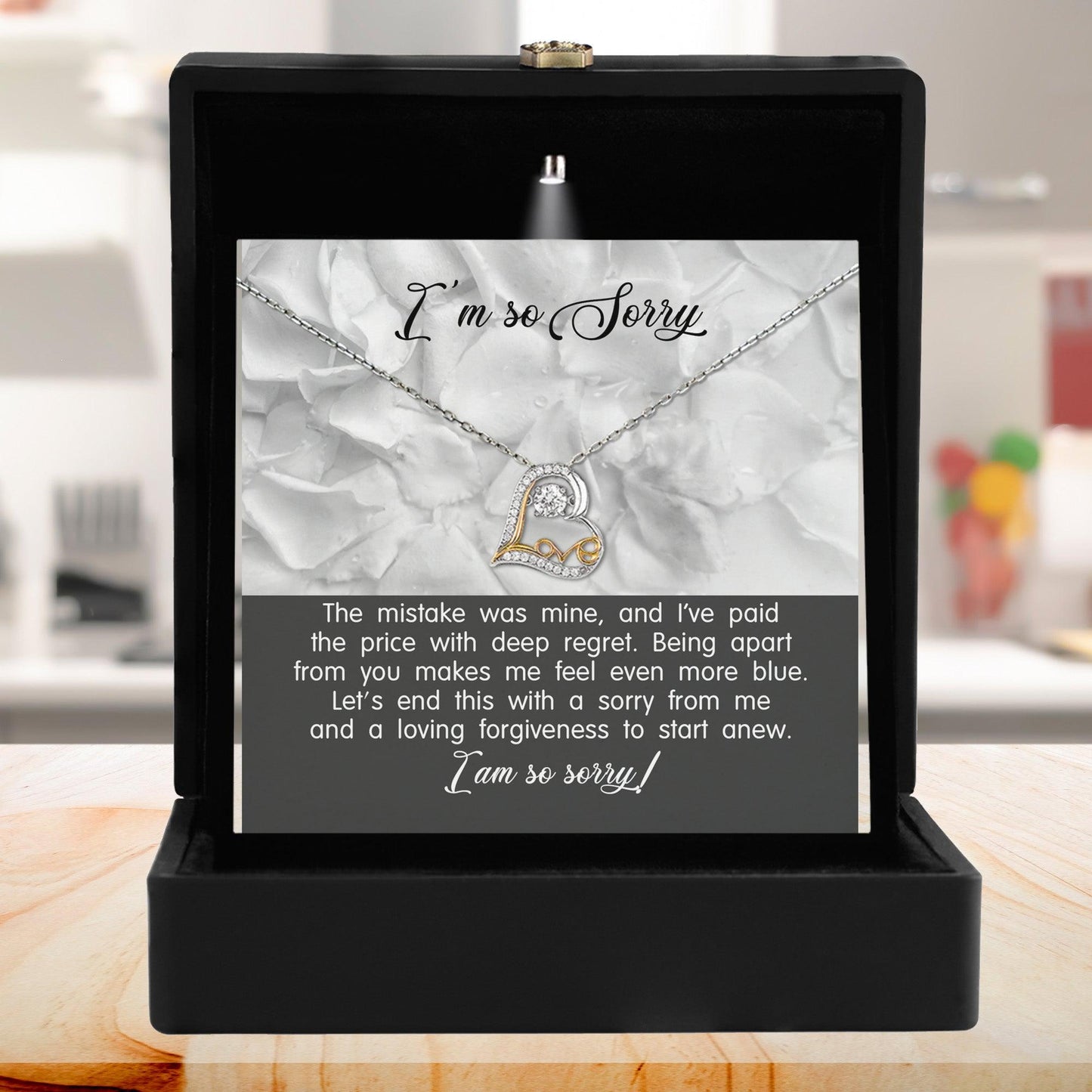 Apology Gift for Girlfriend, Wife, Soulmate - Sorry, With Deep Regret - Love Dancing Heart Pendant Necklace - Mallard Moon Gift Shop