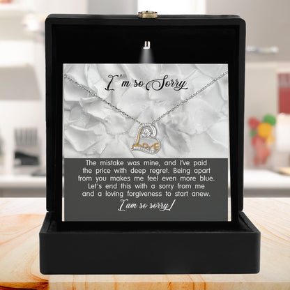 Apology Gift for Girlfriend, Wife, Soulmate - Sorry, With Deep Regret - Love Dancing Heart Pendant Necklace - Mallard Moon Gift Shop