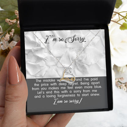 Apology Gift for Girlfriend, Wife, Soulmate - Sorry, With Deep Regret - Love Dancing Heart Pendant Necklace - Mallard Moon Gift Shop