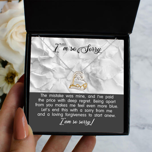 Apology Gift for Girlfriend, Wife, Soulmate - Sorry, With Deep Regret - Love Dancing Heart Pendant Necklace - Mallard Moon Gift Shop