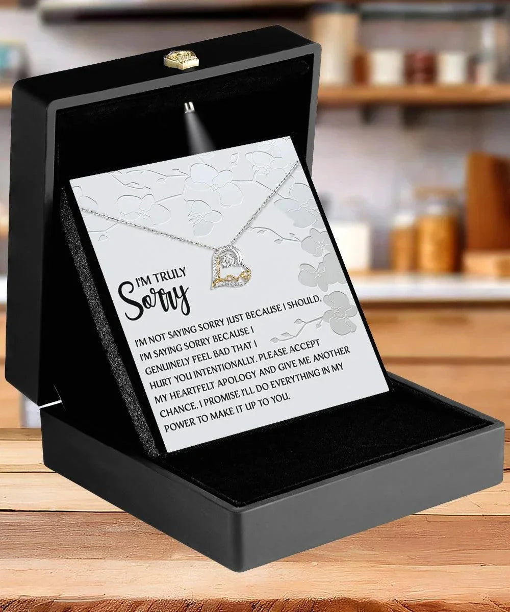 Apology Gift for Girlfriend, Wife, Soulmate - Sorry, Feel Bad - Love Dancing Heart Pendant Necklace