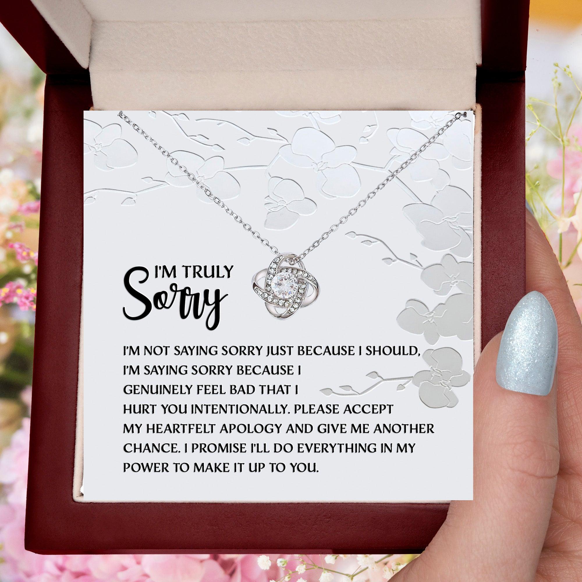 Apology Gift for Girlfriend, Wife, Soulmate - Sorry, Feel Bad - Love Knot Pendant Necklace - Mallard Moon Gift Shop