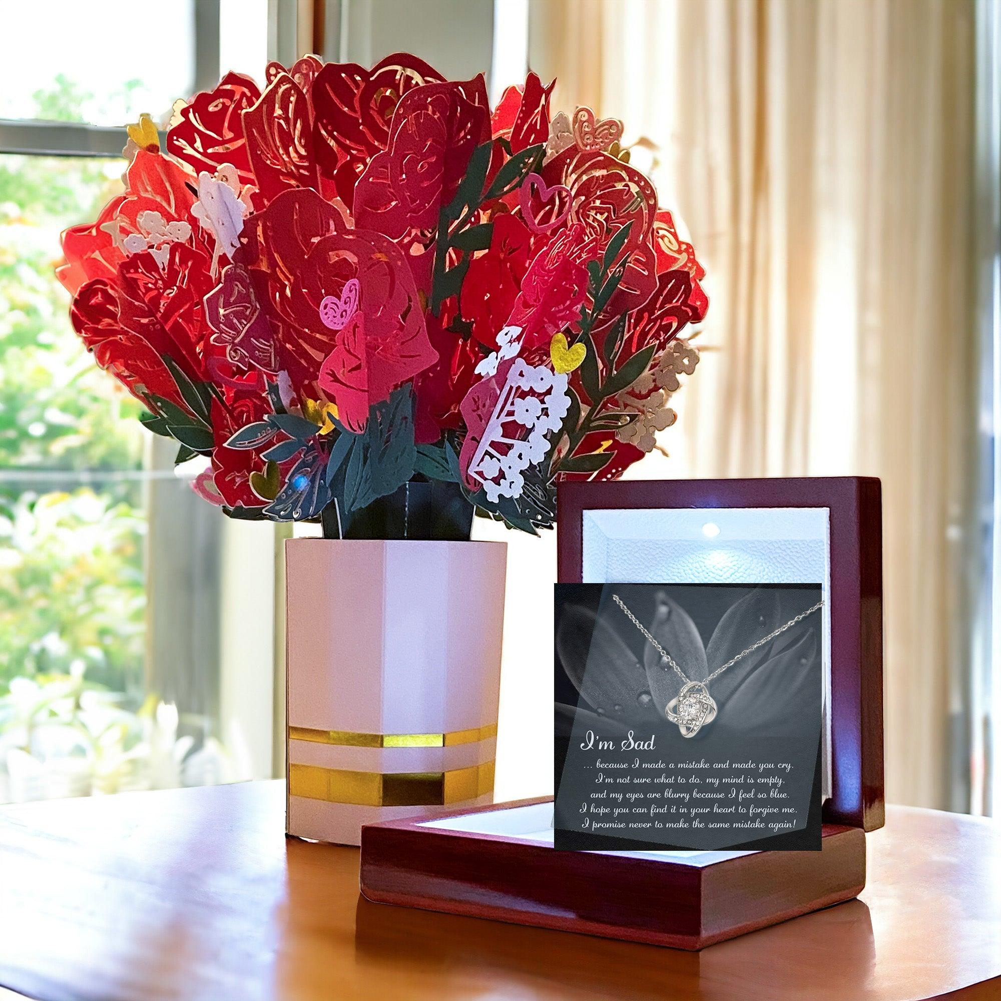 Apology Gift for Girlfriend, Wife, Soulmate - Sorry, Feel So Blue - Love Knot Pendant Necklace - Mallard Moon Gift Shop