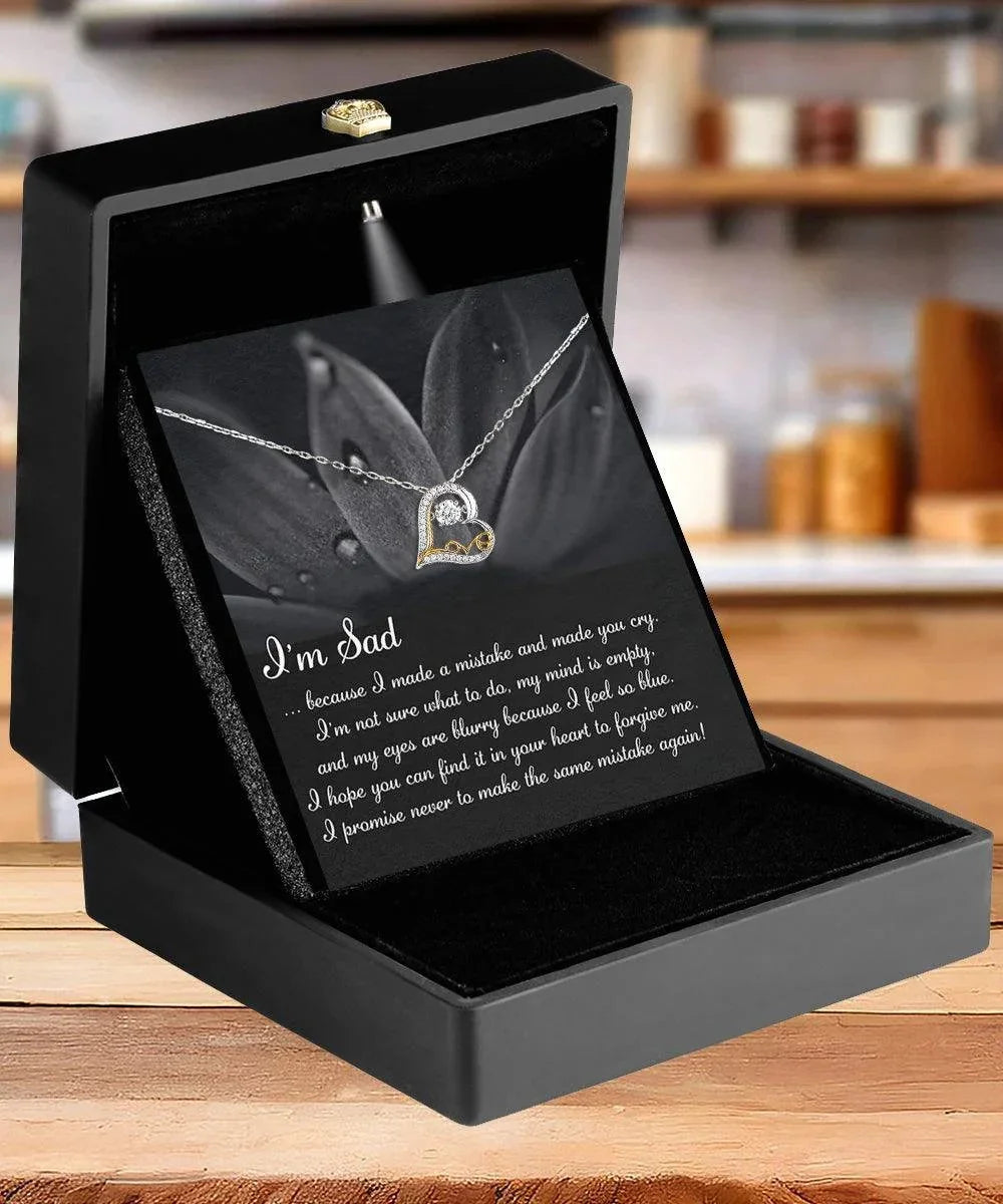 Apology Gift for Girlfriend, Wife, Soulmate - Sorry, Feel So Blue - Love Dancing Heart Pendant Necklace