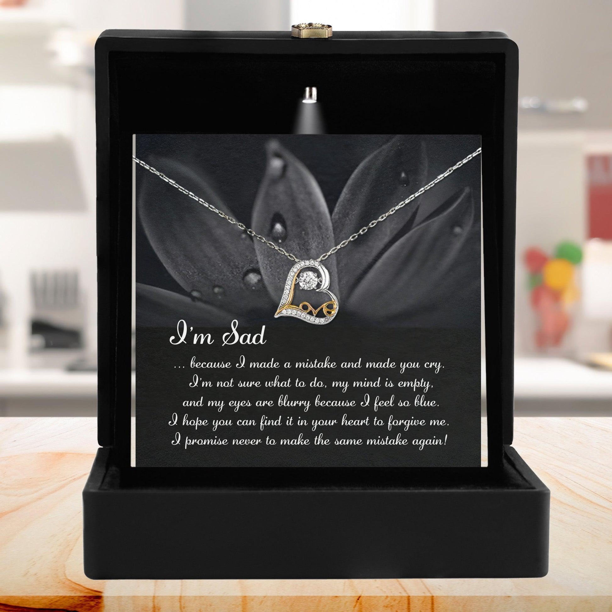 Apology Gift for Girlfriend, Wife, Soulmate - Sorry, Feel So Blue - Love Dancing Heart Pendant Necklace - Mallard Moon Gift Shop
