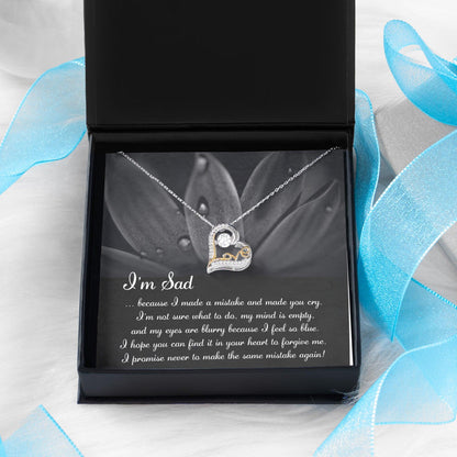 Apology Gift for Girlfriend, Wife, Soulmate - Sorry, Feel So Blue - Love Dancing Heart Pendant Necklace - Mallard Moon Gift Shop